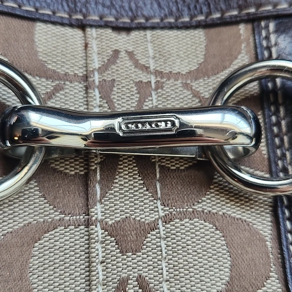 Coach Signature Hampton Canvas & Leather Shoulder Bag - Picture 2 of 16